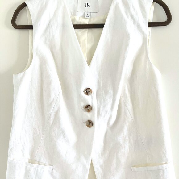 New Banana Republic Lina Linen Vest in White Size 6 - Picture 4 of 11